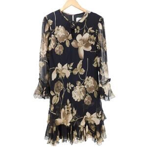 Vintage Cattiva New York Chiffon Floral Dress Size 12 Whimsigoth 80s Fairygrunge